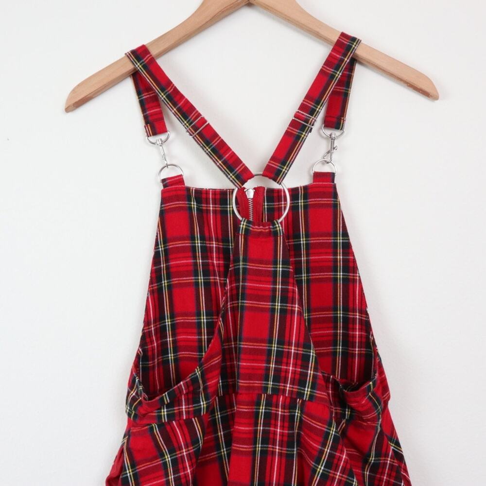 Hot Topic Size S Skirtall Front O-ring Zipper Overall Dress Plaid Red - Picture 9 of 12